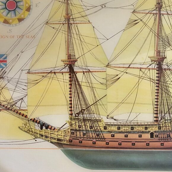 Vintage Metal Dinner Tray Ship Anit Slip Grip Nautical Retro 70s - Picture 6 of 15